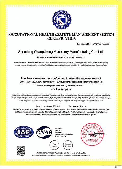 Changzheng Machinery ISO 45001 Certificate
